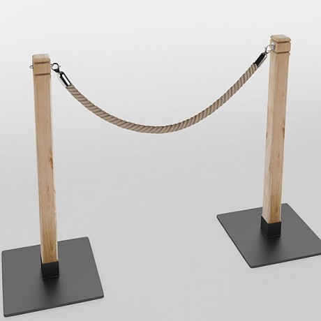 Oak Rope Barrier Post with Steel Base - MOQ 6